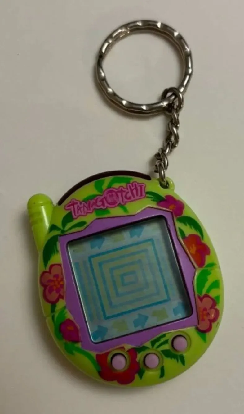 Vintage Tamagotchi Connection V3 Hibiscus Tropical Green TamaTown 2004 Keychain